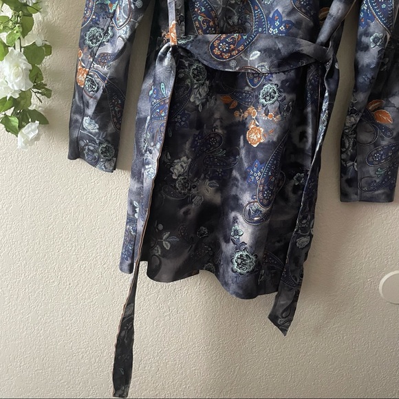 Anthropologie Solitaire Faux Suede Floral Paisley Trench Coat - Picture 9 of 11